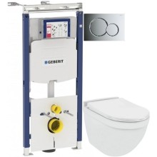 Комплект подвесной унитаз Jaquar Solo SLS-WHT-6953BIUFSM + система инсталляции Geberit 111.362.00.5 + 115.770.21.5