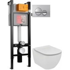 Комплект подвесной унитаз Ideal Standard Tesi Aquablade T007901 + T352701 + система инсталляции Jacob Delafon E33131RU-NF + E20859-CP-MTC