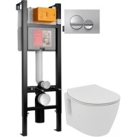 Комплект подвесной унитаз Ideal Standard Connect Space E804601 + E772401 + система инсталляции Jacob Delafon E33131RU-NF + E20859-CP-MTC