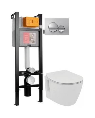 Комплект подвесной унитаз Ideal Standard Connect Space E804601 + E772401 + система инсталляции Jacob Delafon E33131RU-NF + E20859-CP-MTC