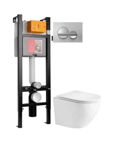 Комплект подвесной унитаз WeltWasser Merzbach 004GL-WT 10000003661 + система инсталляции Jacob Delafon E33131RU-NF + E20859-CP-MTC
