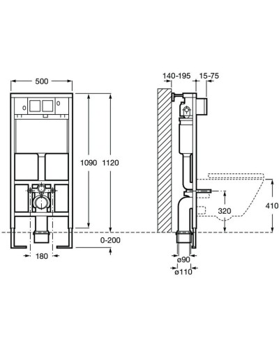 Инсталляционная система для подвесного унитаза Roca Duplo WC 890090020