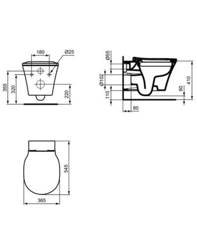 Комплект подвесной унитаз K819501 + система инсталляции  R020467 + R0115A6 Ideal Standard Prosys Connect Air K819501PAA6115