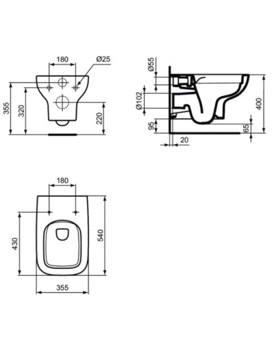 Комплект подвесной унитаз T471701+ T453001 + система инсталляции E233267 Ideal Standard Prosys I.life A WA330101