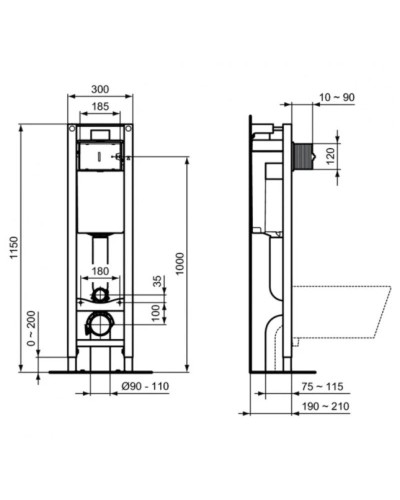 Комплект подвесной унитаз T471701+ T453001 + система инсталляции E233267 Ideal Standard Prosys I.life A WA330101