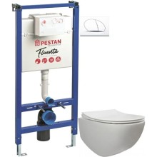 Комплект подвесной унитаз 40006661B + 40006661S + система инсталляции 40006356 + 40006357 Pestan Fluenta SET40006661PW