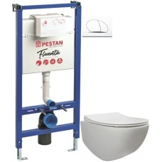 Комплект подвесной унитаз 40006661B + 40006661S + система инсталляции 40006356 + 40006357 Pestan Fluenta SET40006661PW