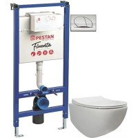 Комплект подвесной унитаз 40006661B + 40006661S + система инсталляции 40006356 + 40006358 Pestan Fluenta SET40006661PC