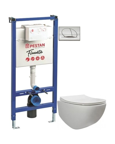 Комплект подвесной унитаз 40006661B + 40006661S + система инсталляции 40006356 + 40006358 Pestan Fluenta SET40006661PC