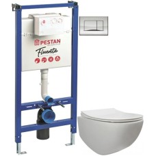 Комплект подвесной унитаз 40006661B + 40006661S + система инсталляции 40006356 + 40006361 Pestan Fluenta SET40006661AC