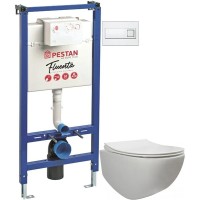 Комплект подвесной унитаз 40006661B + 40006661S + система инсталляции 40006356 + 40006365 Pestan Fluenta SET40006661DW