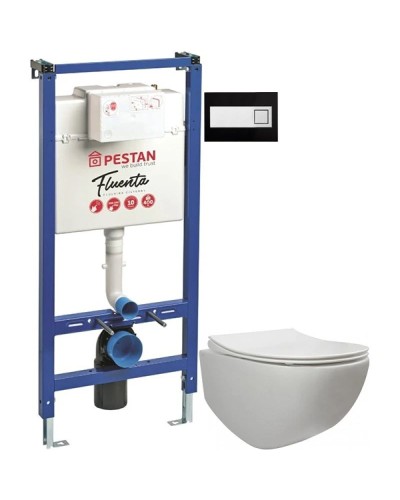 Комплект подвесной унитаз 40006661B + 40006661S + система инсталляции 40006356 + 40006366 Pestan Fluenta SET40006661DB