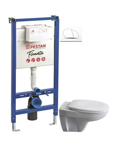 Комплект подвесной унитаз 40006460B + 40006460S + система инсталляции 40006356 + 40006357 Pestan Basic SET40006460PW