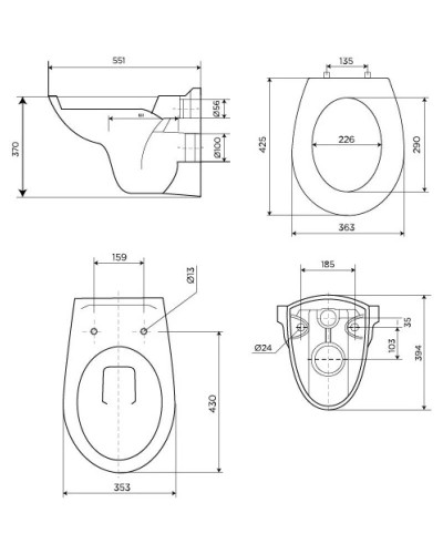 Комплект подвесной унитаз 40006460B + 40006460S + система инсталляции 40006356 + 40006361 Pestan Basic SET40006460AC