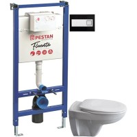Комплект подвесной унитаз 40006460B + 40006460S + система инсталляции 40006356 + 40006366 Pestan Basic SET40006460DB