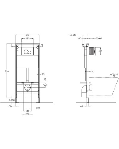 Монтажный элемент для подвесного унитаза BelBagno BB097SET.R.CR