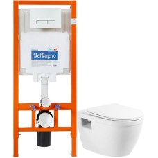 Комплект подвесной унитаз BelBagno Loto BB070CHR/SC + система инсталляции BelBagno BB002-80 + BB018-GV-BIANCO
