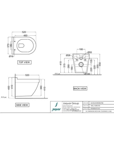 Комплект подвесной унитаз Jaquar Solo SLS-BLM-6953BIUFSM + система инсталляции Grohe 38811kf0