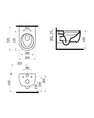 Комплект подвесной унитаз Bien Vokha MDKA052N1VP1B7000 + система инсталляции Grohe 38811kf0