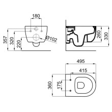 Комплект подвесной унитаз Noken Acro Compact N380000080 + система инсталляции Grohe 38811kf0