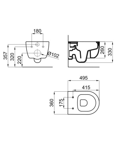 Комплект подвесной унитаз Noken Acro Compact N380000080 + система инсталляции Grohe 38811kf0
