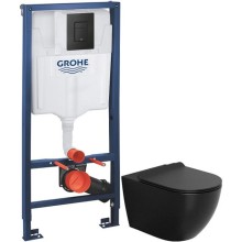 Комплект подвесной унитаз Bogner BR-4455BL + система инсталляции Grohe 38811kf0