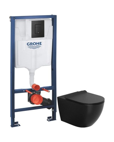 Комплект подвесной унитаз Bogner BR-4455BL + система инсталляции Grohe 38811kf0