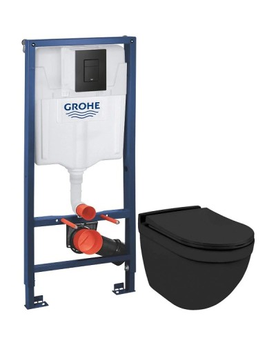 Комплект подвесной унитаз Jaquar Solo SLS-BLM-6953BIUFSM + система инсталляции Grohe 38811kf0