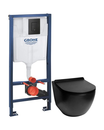 Комплект подвесной унитаз SantiLine SL-5002MB + система инсталляции Grohe 38811kf0