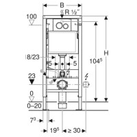 Монтажный элемент для подвесного унитаза, клавиша Delta 20 Geberit Duofix 458.134.21.2