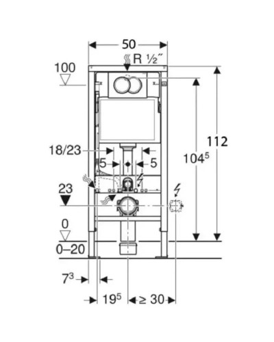 Монтажный элемент для подвесного унитаза, клавиша Delta 21 Geberit Duofix 458.149.21.1