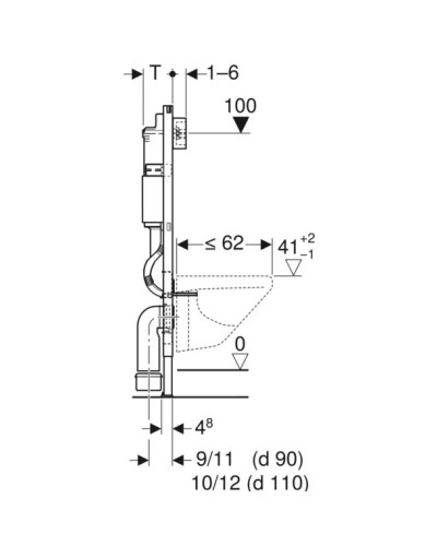 Монтажный элемент для подвесного унитаза, клавиша Delta 21 Geberit Duofix 458.149.21.1
