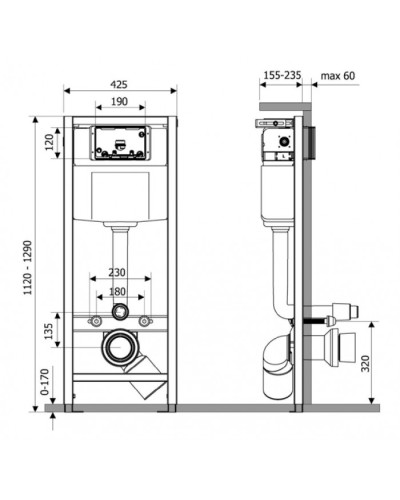 Система инсталляции для подвесных унитазов Delice Aura комплект 4 в 1 с клавишей DLR000004