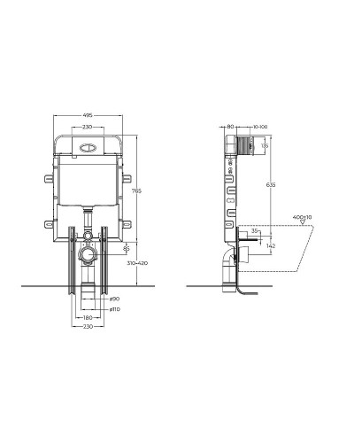 Инсталляция BelBagno BB020 для унитаза без клавиши смыва