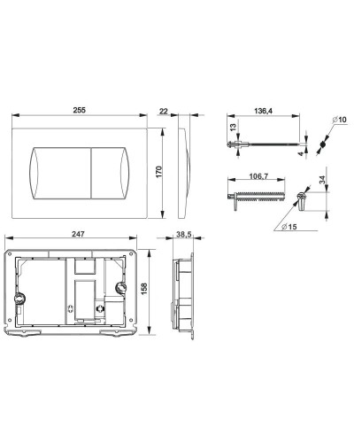 Смывная клавиша Roca Active 62B черный матовый 8901160B6