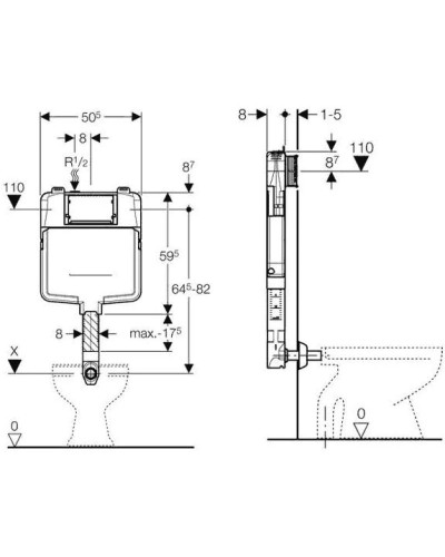 Смывной бачок, скрытого монтажа Geberit (UP320) 109.771.00.1
