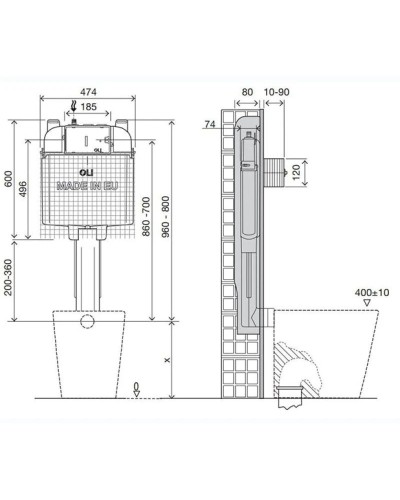 Смывной бачок скрытого монтажа OLI 74 601601