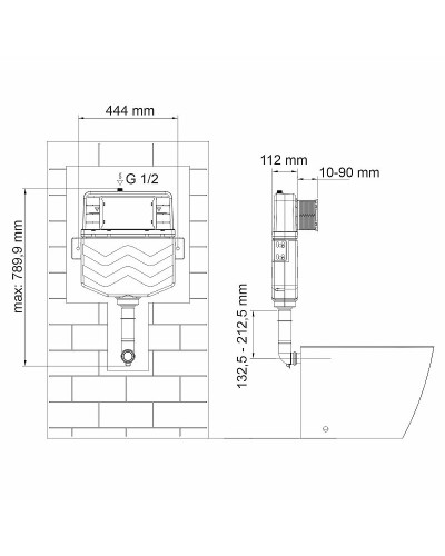 Смывной бачок WasserKRAFT Aller 10TLT.031.ME.PB01 для унитаза с Черной глянцевой клавишей смыва