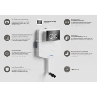 Смывной бачок WasserKRAFT Aller 10TLT.031.ME.PB01 для унитаза с Черной глянцевой клавишей смыва