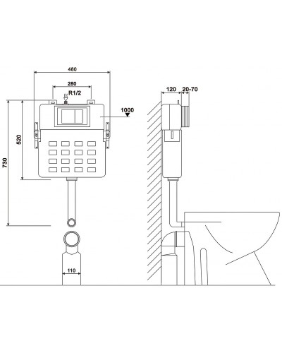Смывной бачок Abber AC0104 для унитаза без клавиши смыва
