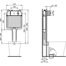 Смывной бачок скрытого монтажа Ideal Standard Prosys Frame 80 M R014767