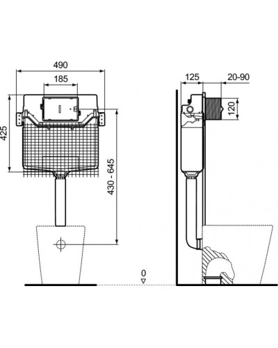 Смывной бачок скрытого монтажа Ideal Standard Prosys Frame 120 M R015667