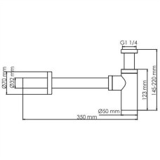 Сифон для раковины WasserKRAFT Glan A171 Черный глянец