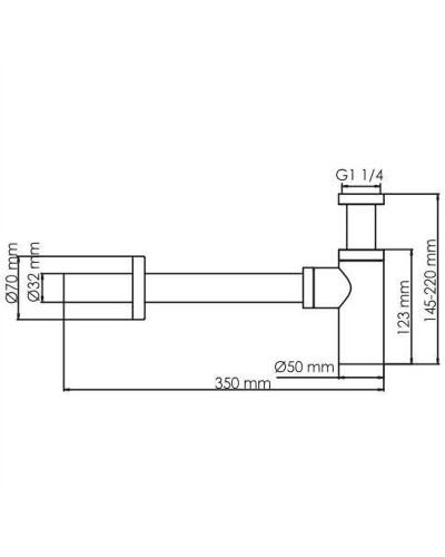 Сифон для раковины WasserKRAFT Glan A171 Черный глянец