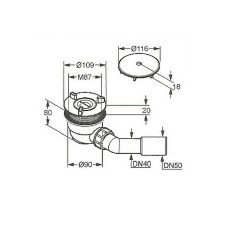 Сифон для душевого поддона Kludi Tasso 2109805-00 Хром