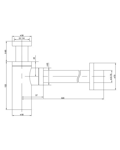 Сифон для раковины Timo 959/03L Черный матовый