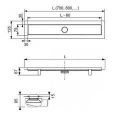 Душевой лоток Tece Linus 80 15100089 с решеткой straight Хром