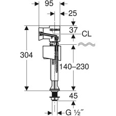 Наливная арматура Geberit 136.726.00.1 с нижней подводкой