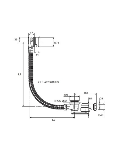 Слив-перелив Jacob Delafon Capsule E6D134-CP полуавтомат с наливом Хром Белый