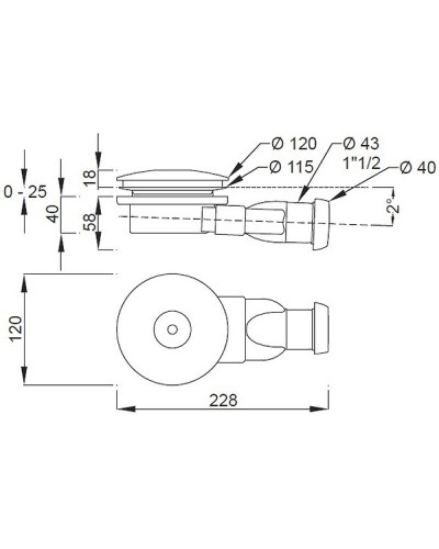 Сифон для душевого поддона Jacob Delafon 120 E78168-CP Хром Серый
